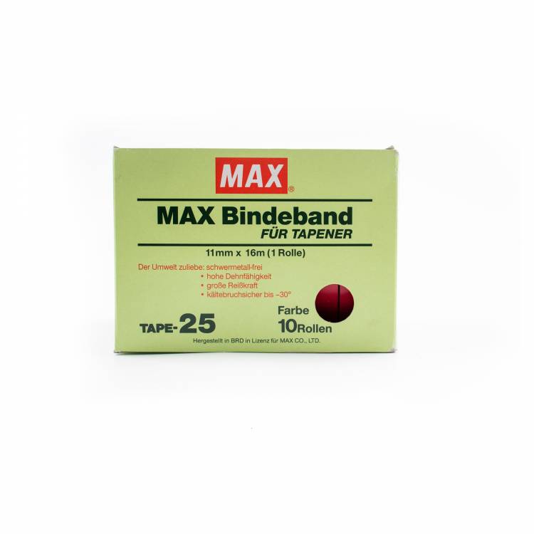 MAX Tape 0,25 mm rood, 16 meter per rol (10 rolletjes per doosje)