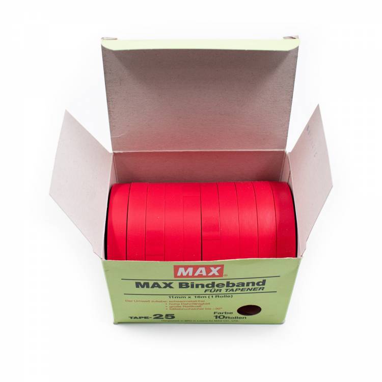 MAX Tape 0,25 mm rood, 16 meter per rol (10 rolletjes per doosje)