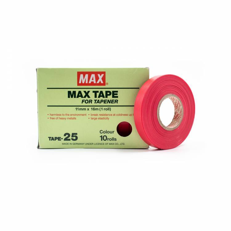 MAX Tape 0,25 mm rood, 16 meter per rol (10 rolletjes per doosje)