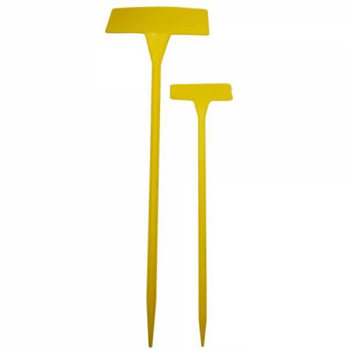 Plaatetiketten schuin geel, plaat 10 x 16 cm, lengte 45 cm (160 stuks per zak)